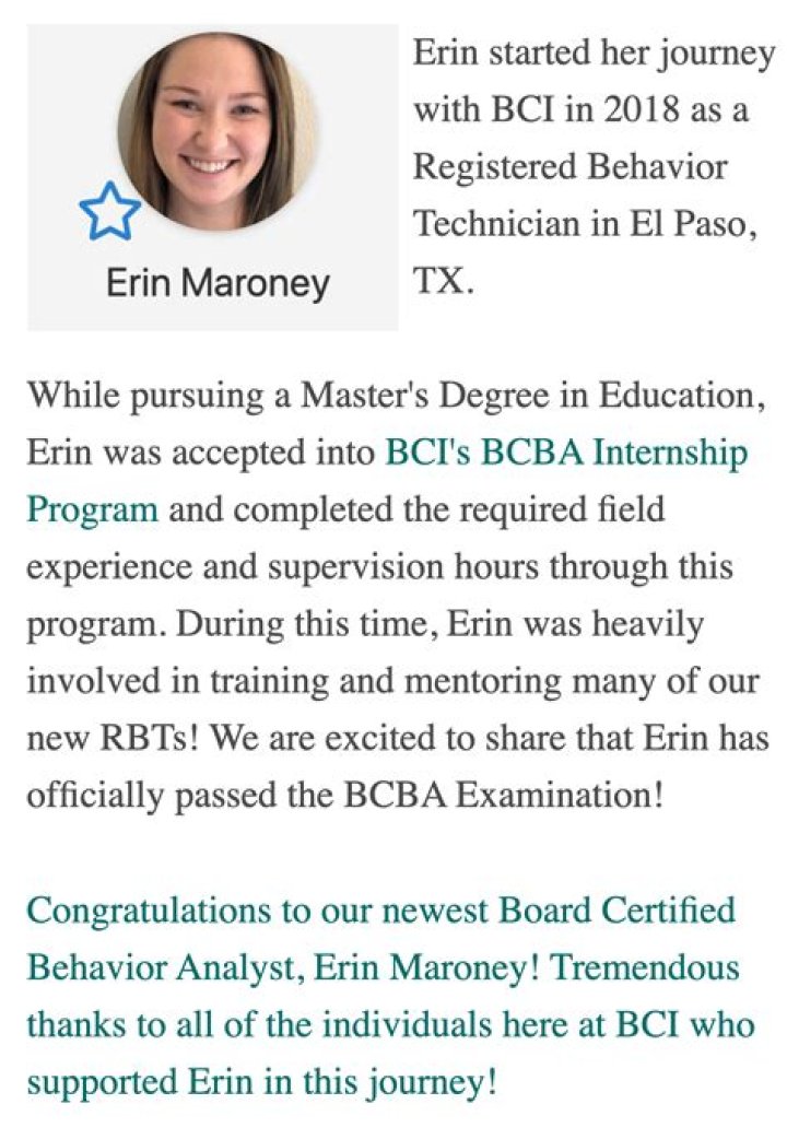 Erin Maroney, M.Ed, BCBA Behavior Change Institute